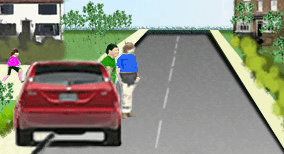 Driving theory illustration: What should a driver do in this situation