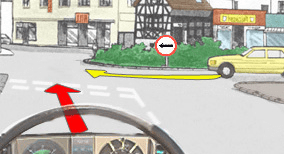 Driving theory illustration: What should the driver do in this situation
