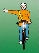 Hand signal: The cyclist intends to turn right
