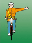Hand signal: The cyclist intends to turn left