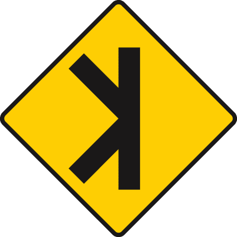 Road sign: Traffic merging/diverging ahead