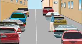 Driving theory illustration: What should the driver be most conscious of in this situation