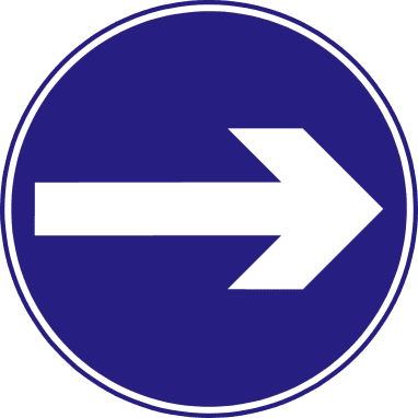 Road sign: Turn right only