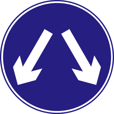 Road sign: Pass either side