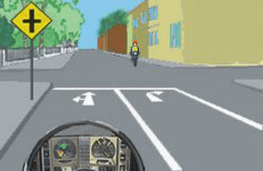 Driving theory illustration: What should a driver who wants to turn right do in this situation