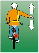 Hand signal: The cyclist intends to slow down or stop
