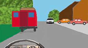 Driving theory illustration: In this situation who should wait