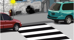 Driving theory illustration: Which car; if any; is parked incorrectly