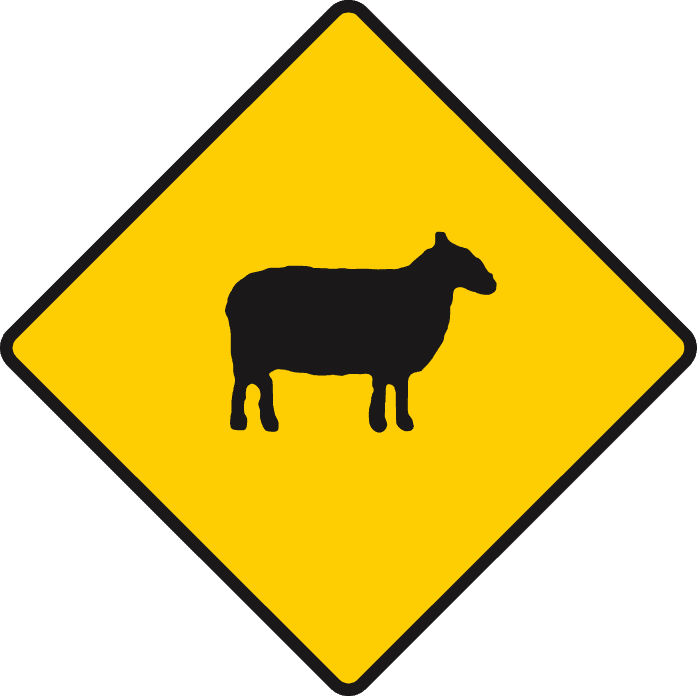 Road sign: Possibility of sheep ahead