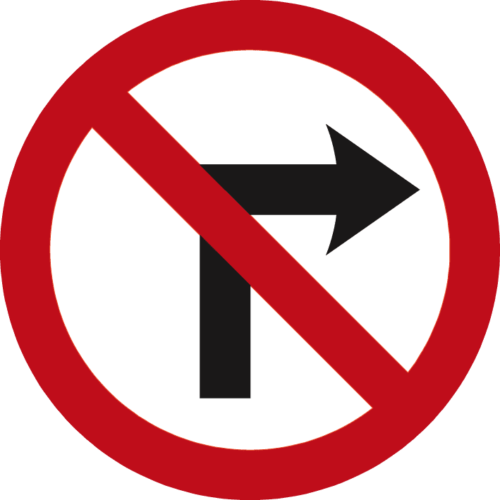 Road sign: No right turn