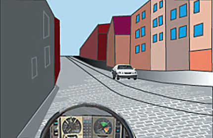 Driving theory illustration: When driving on a road with tram lines why should a driver take extra care