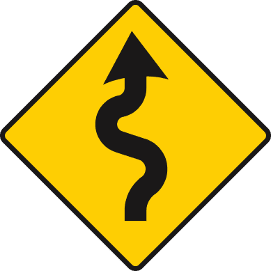 Road sign: Series of dangerous bends ahead