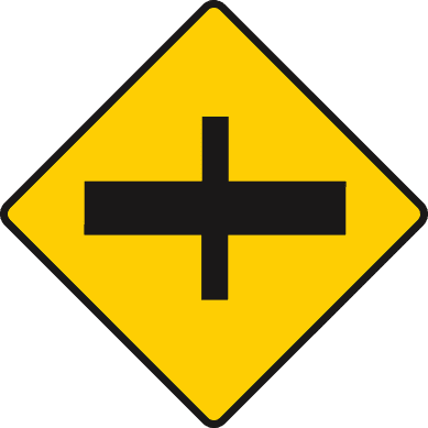 Road sign: Crossroads with major road ahead