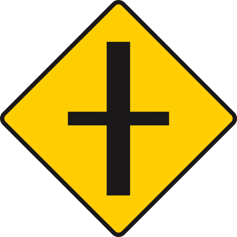 Road sign: Junction ahead with roads of lesser importance