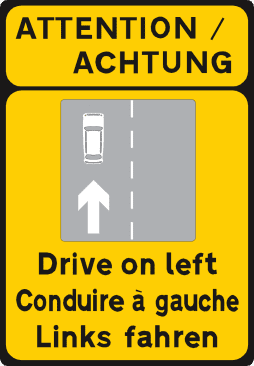 Road sign: A driver must drive on the left-hand side