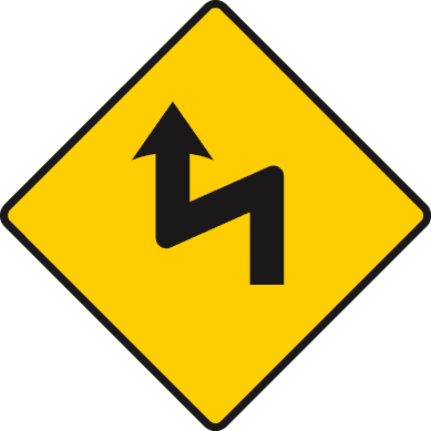 Road sign: Series of dangerous corners ahead