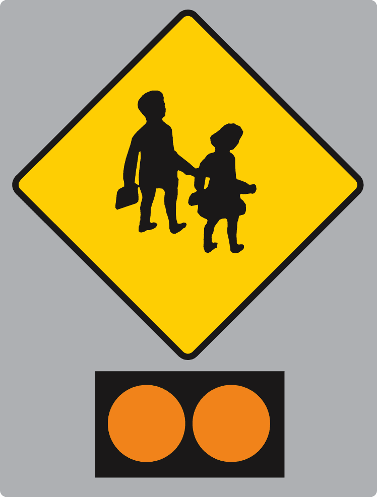 Road sign: School children crossing ahead