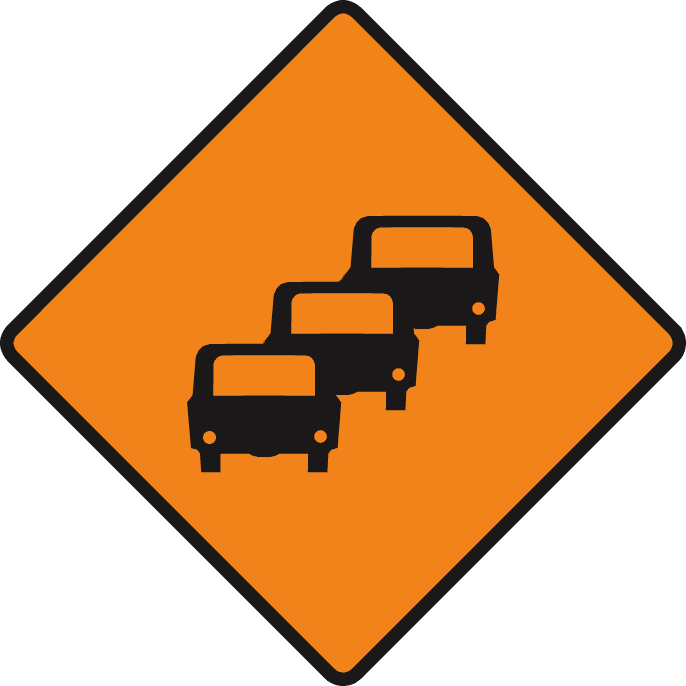 Road sign: Traffic queues likely ahead