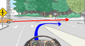 Driving theory illustration: What should the driver do in this situation