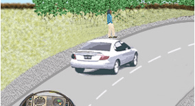 Driving theory illustration: What should the driver do when approaching this situation