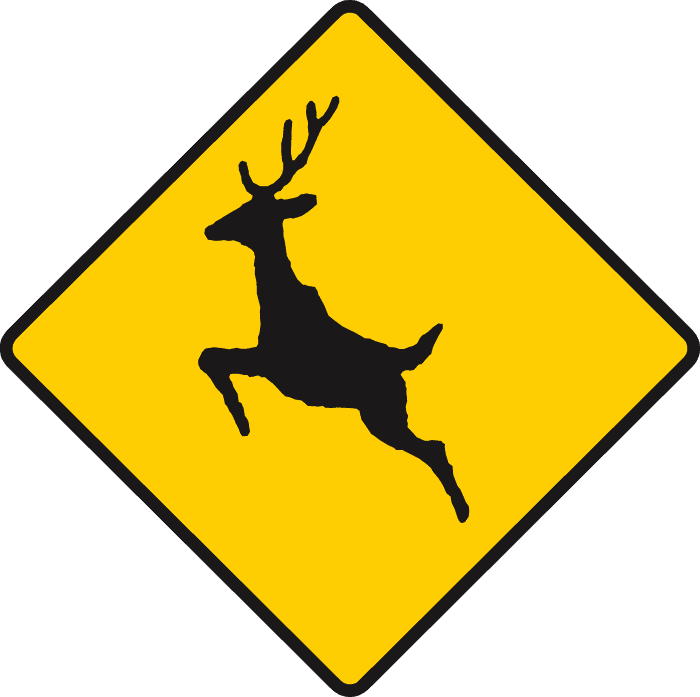Road sign: Deer or wild animals ahead