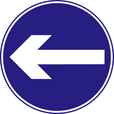 Road sign: Turn left only