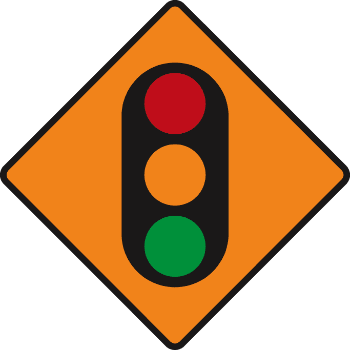 Road sign: Temporary traffic signals ahead