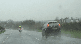 Driving theory illustration: In this situation; what should the driver in the right-hand lane of the dual…