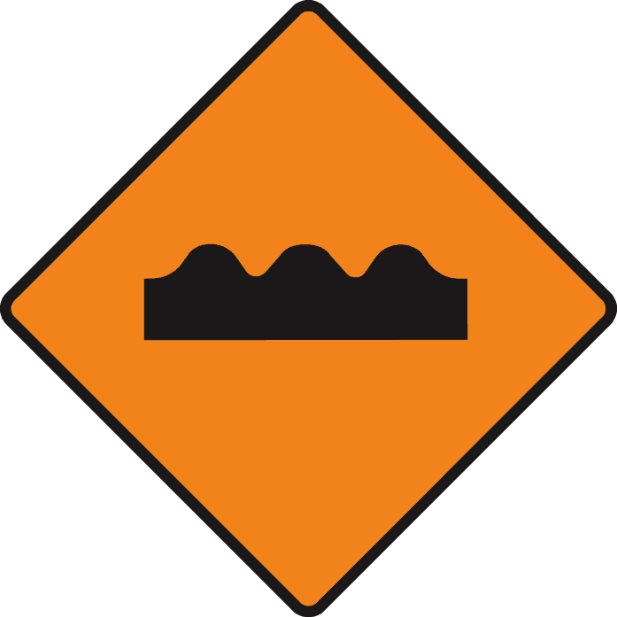 Road sign: Uneven surface ahead