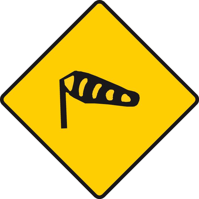 Road sign: Crosswinds ahead