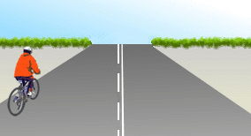 Driving theory illustration: How should a driver overtake the cyclist in this situation