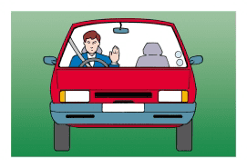 Hand signal: The driver intends to proceed straight ahead