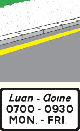 Road marking: Parking not allowed at the times and days shown