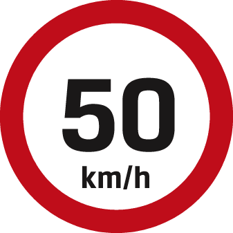 Road sign: Maximum speed is 50 km/h