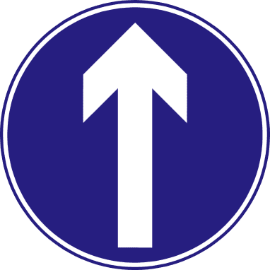 Road sign: Straight ahead only