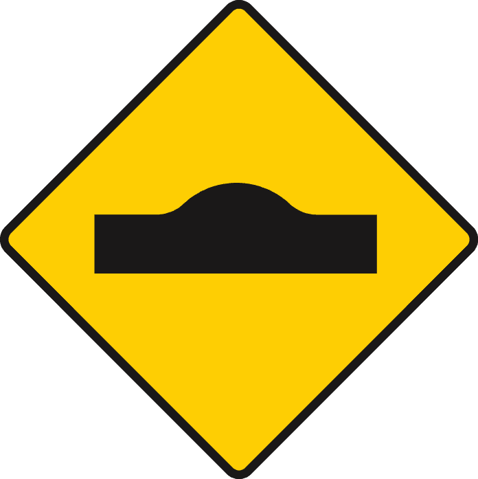 Road sign: Sharp rise in the road ahead - for example; a humpback bridge
