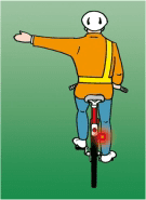 Hand signal: The cyclist intends to turn left