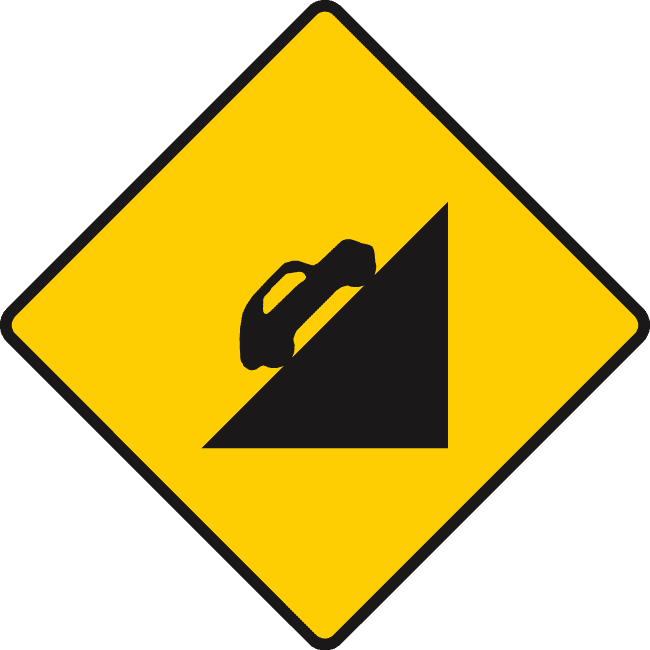 Road sign: Steep ascent ahead