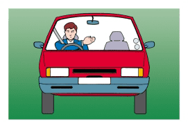 Hand signal: The driver intends to turn left
