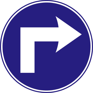 Road sign: You must turn right ahead