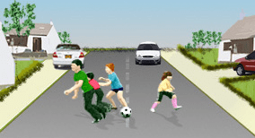Driving theory illustration: What must a driver be prepared for in this situation