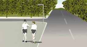 Driving theory illustration: What is the correct action to take in this situation