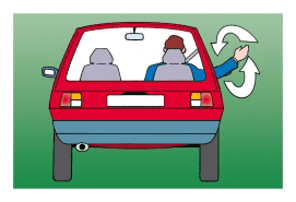 Hand signal: The driver intends to turn left