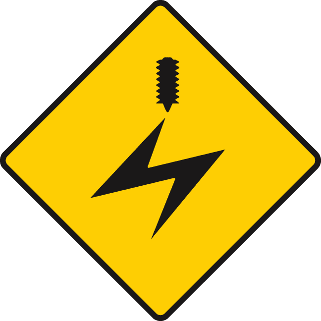 Road sign: Overhead electric cables