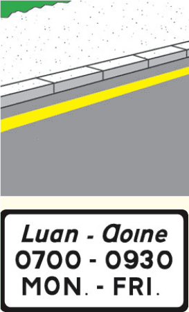 Road marking: Parking not allowed at the times shown