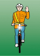 Hand signal: The cyclist intends to go straight on