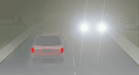 Driving theory illustration: What should a driver do if dazzled by the lights of an oncoming vehicle