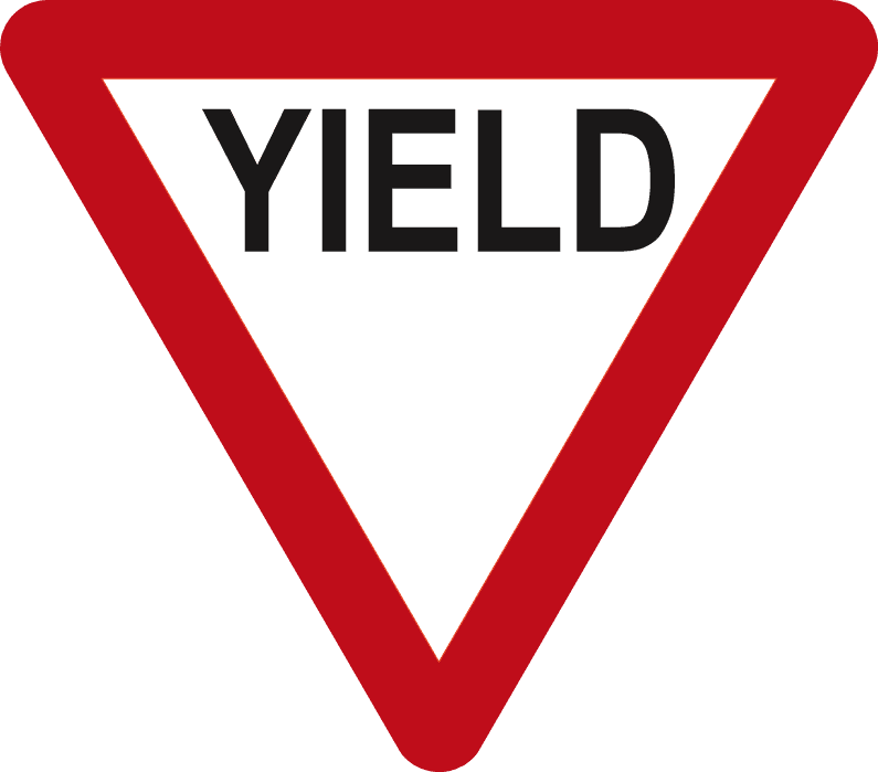 Road sign: Yield to traffic coming from the right; or already on the roundabout