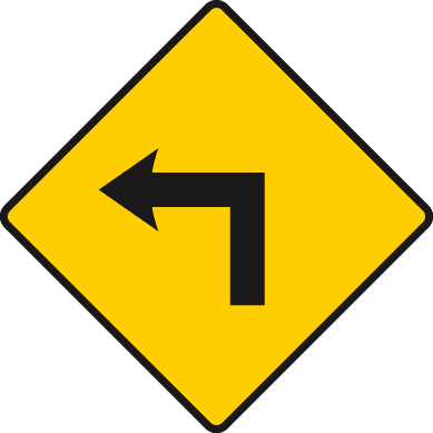 Road sign: Dangerous corner ahead
