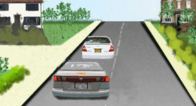 Driving theory illustration: The driver is following these two vehicles and wishes to overtake - what must…